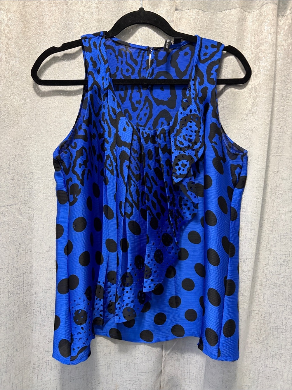 Milano Royal Blue and Black Animal Print Sleeveless Top M - Picture 2 of 7